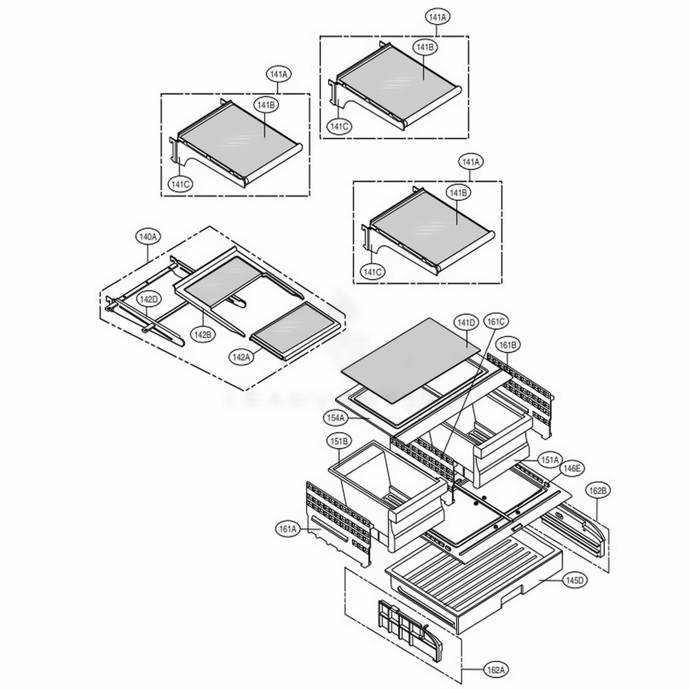 Refrigerator Parts Diagram and Parts List for 71092 ASWCSE2 LG Refrigerator