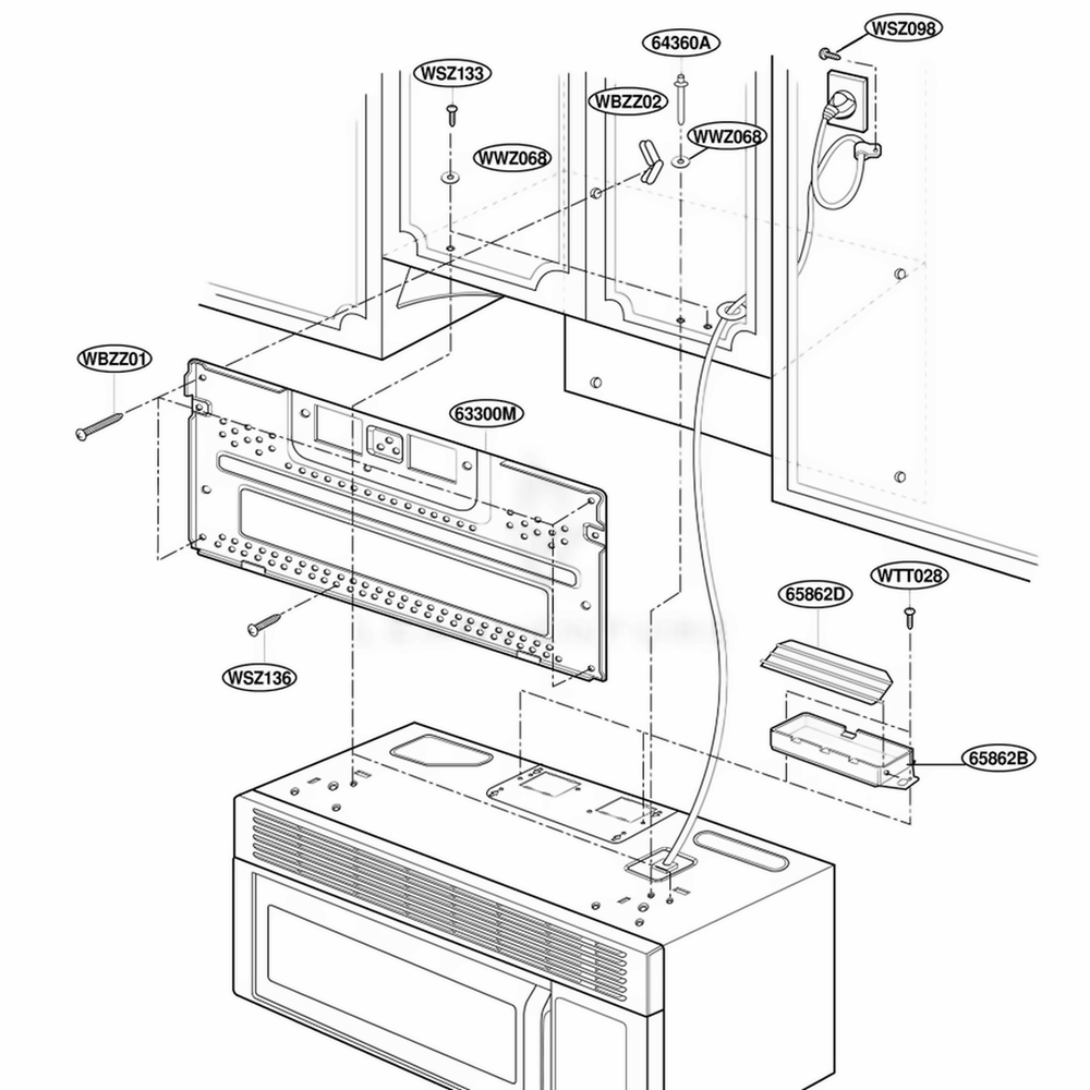 Installation Parts Diagram and Parts List for MH7130XEB1 B1EWRP LG Range