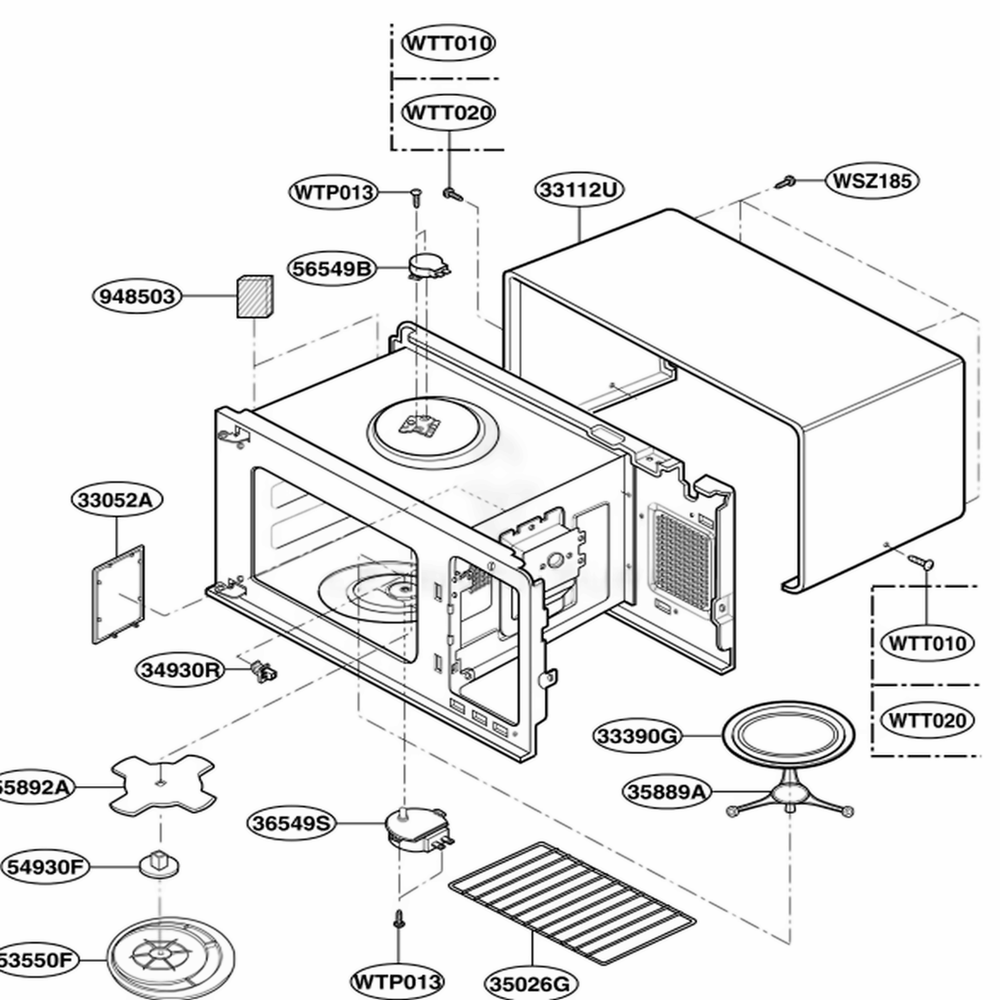 Oven Cavity Parts Diagram and Parts List for KCMS185JSS CSBEKAD LG Wall Oven