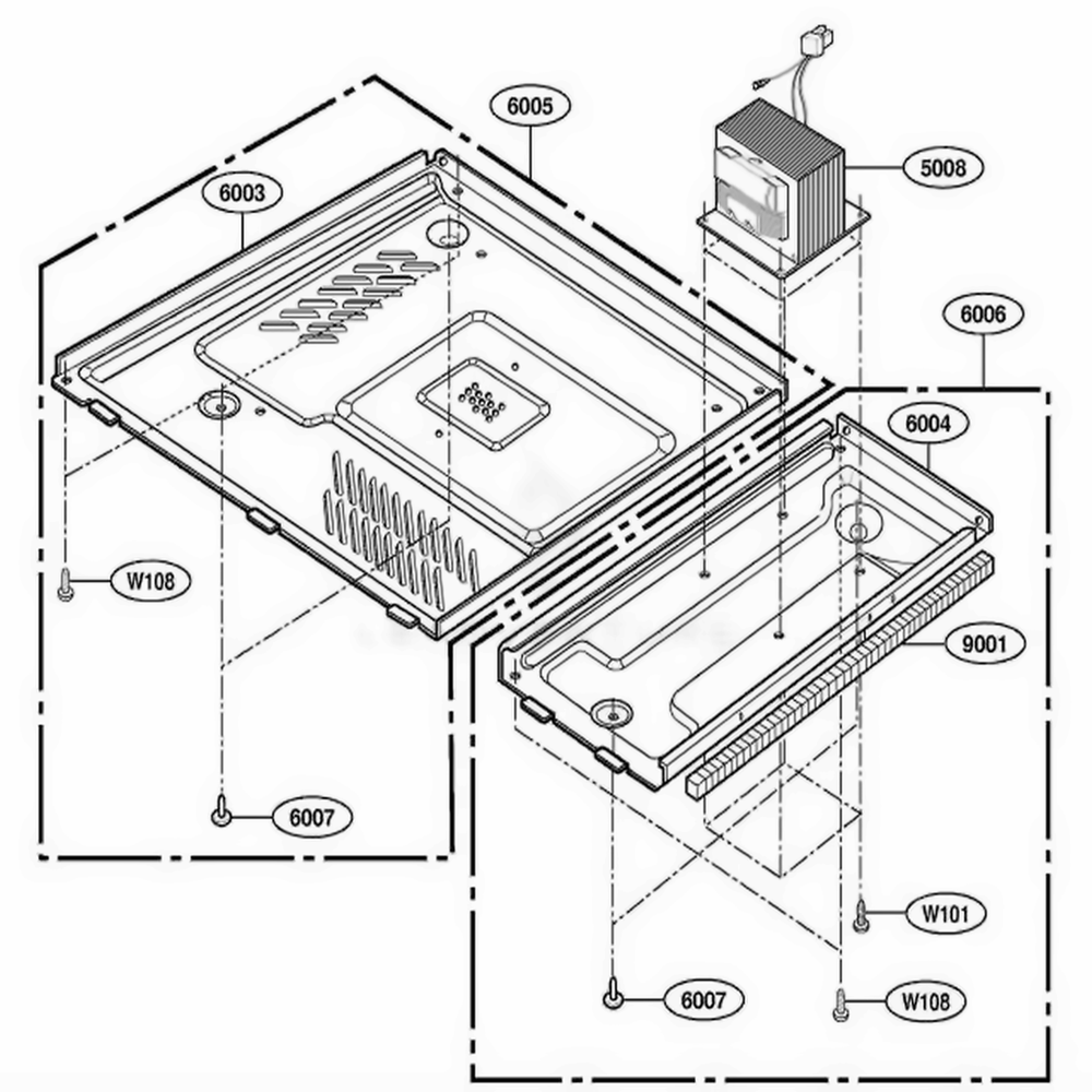 Base Plate Parts Diagram and Parts List for MBBS CSBEBSH LG Wall Oven