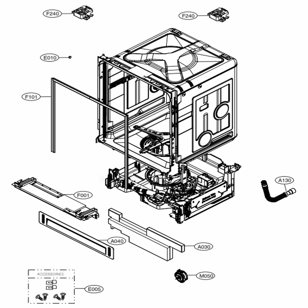 Main Diagram and Parts List for LDT7808ST ASTESNA LG Dishwasher
