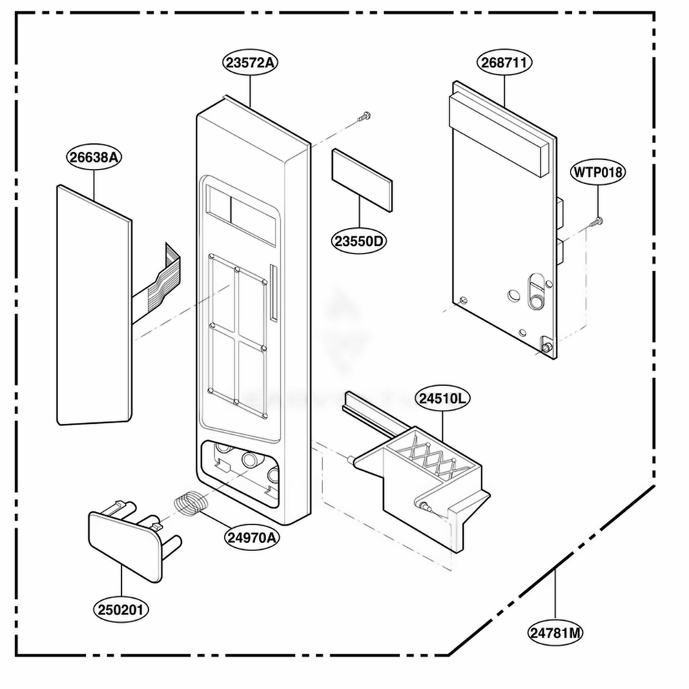 Control Panel Parts Diagram and Parts List for JES1351PWD AM2EGEU LG Range