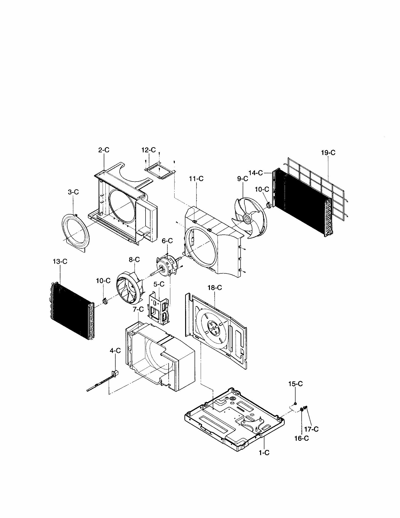 Air Handling And Cycle Diagram and Parts List for 58074121300  Kenmore Air Conditioner