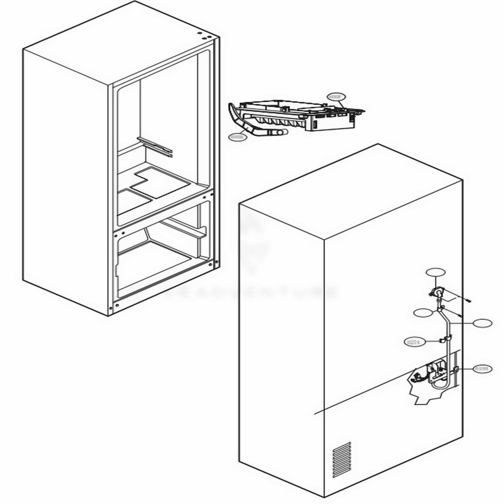 Ice Maker Parts Diagram and Parts List for LFCS25426D ASBCNA1 LG Refrigerator