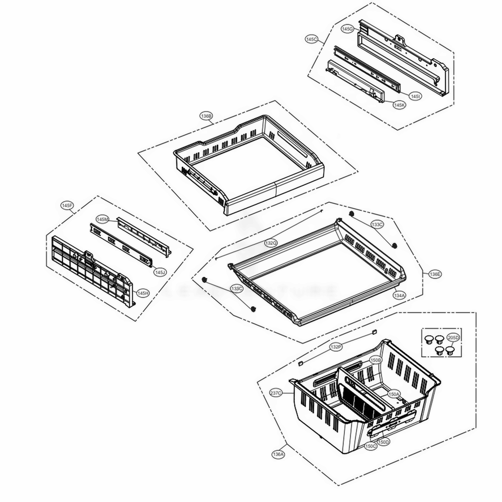 Freezer Parts Diagram and Parts List for LMXC23796S ASTCNA0 LG Refrigerator