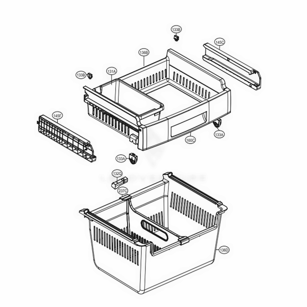Freezer Parts Diagram and Parts List for LDCS22220S ASTCNA1 LG Refrigerator