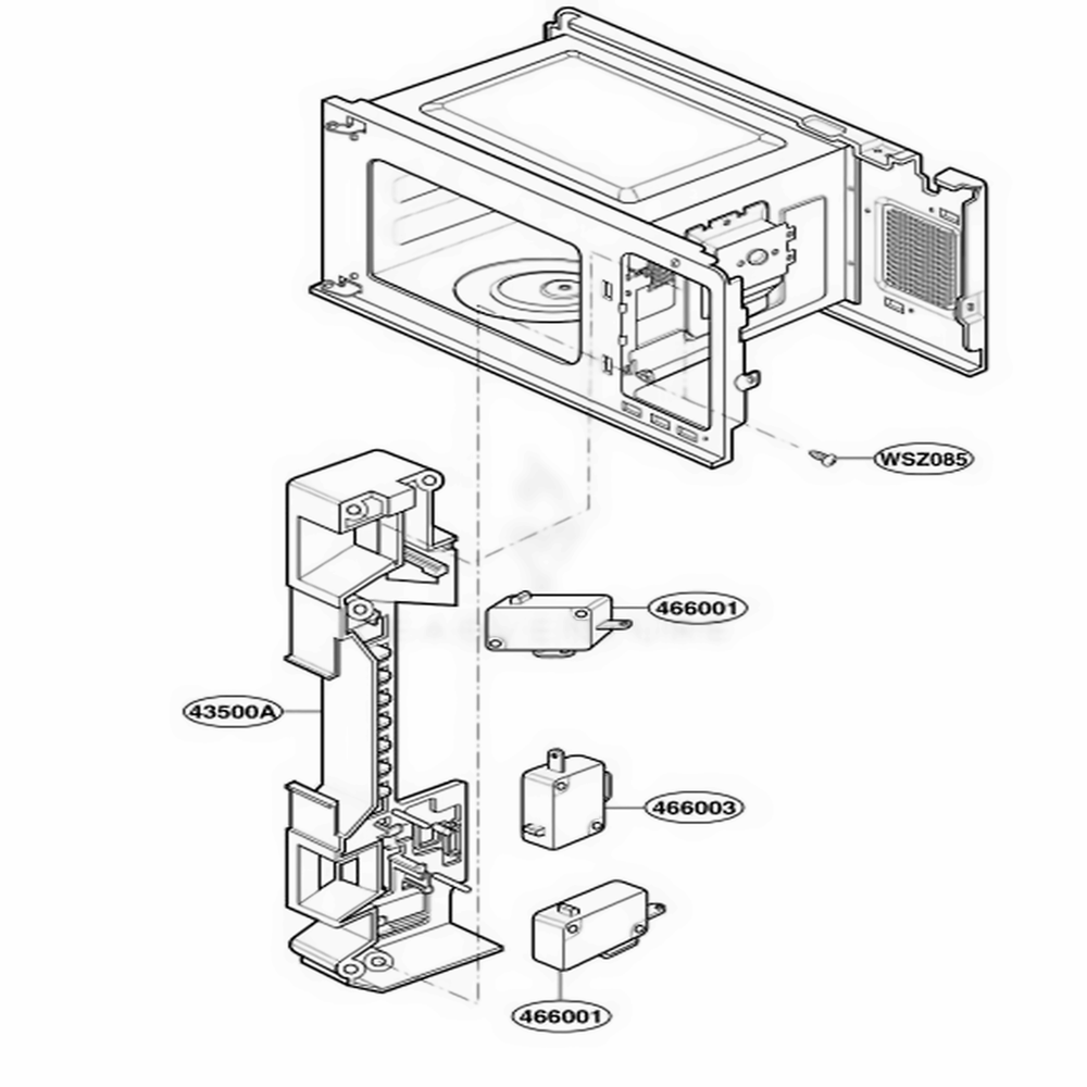 Latch Board Parts Diagram and Parts List for JE1460WF002 CWHEGEU LG Range