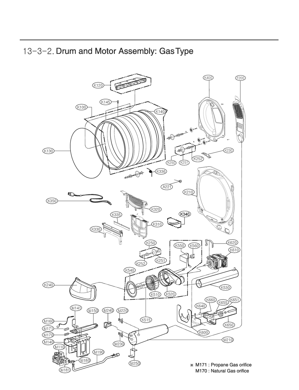 Drum And Motor Assembly Diagram and Parts List for DLG7401WEA ABWEEUS LG Dryer