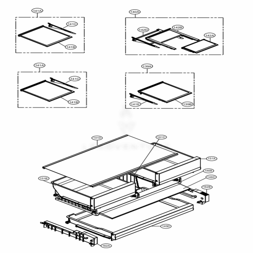 Refrigerator Parts Diagram and Parts List for 72597 ASBCSE2 LG Refrigerator