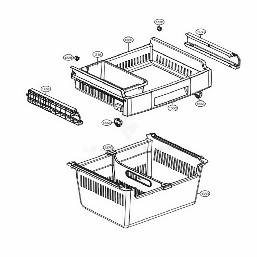 Freezer Parts Diagram and Parts List for 79023 ASTCSE4 LG Refrigerator