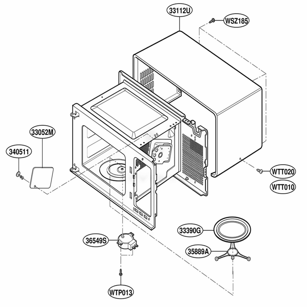 Oven Cavity Parts Diagram and Parts List for MA1103W MWEGSE LG Range