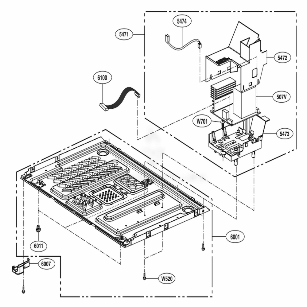 Base Plate Parts Diagram and Parts List for LMC1575SW CW1ELNA LG Microwave