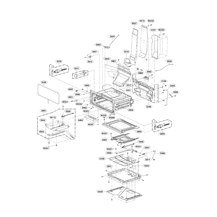 Upper Cavity Diagram and Parts List for LDG3036ST 00 LG Range