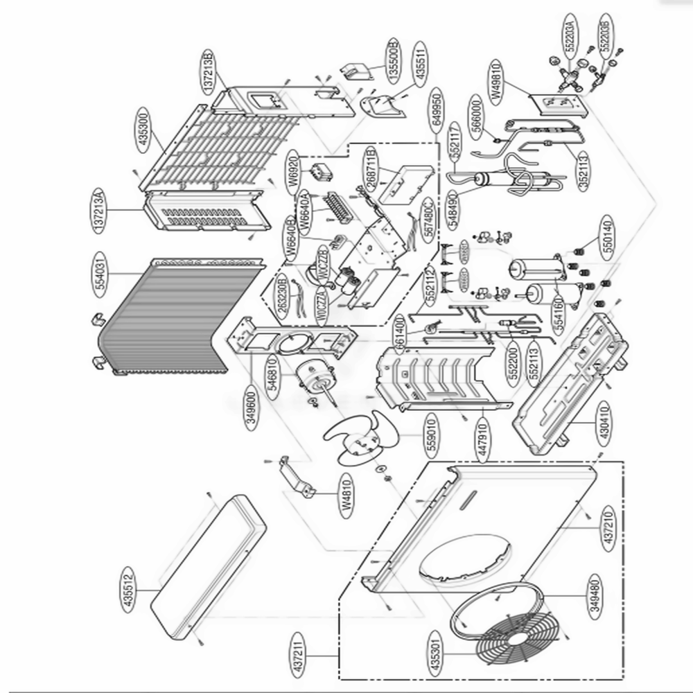 Main Diagram and Parts List for ADMC24CA1 ANWAHCI LG Air Conditioner