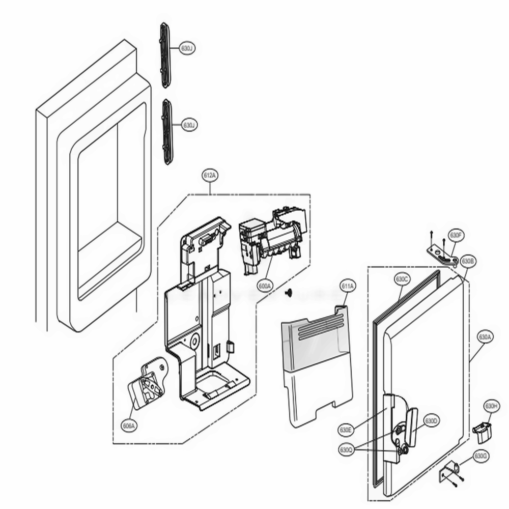 Icemaker Parts Diagram and Parts List for 73052 ASWCSE1 LG Refrigerator