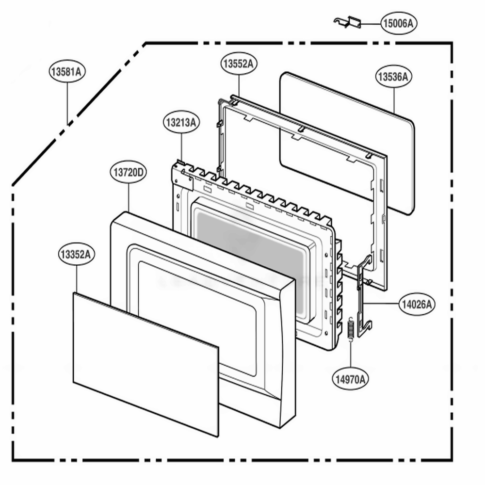 Door Parts Diagram and Parts List for 88030 AMWESEC LG Range