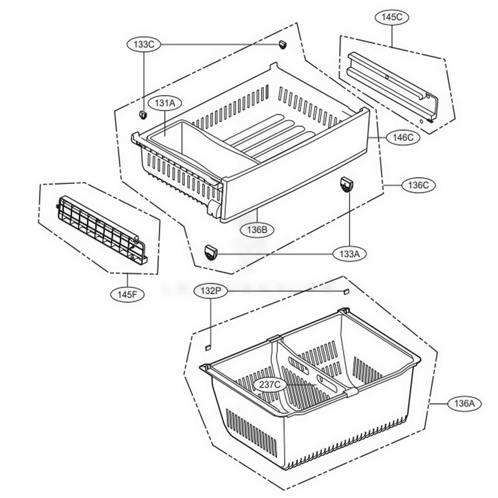 Freezer Parts Diagram and Parts List for LFCC22426S ASTCNA4 LG Refrigerator