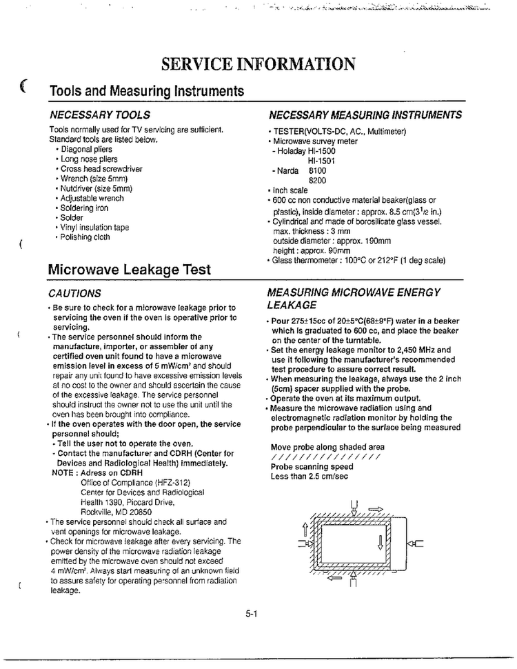 Service Information Diagram and Parts List for MA-972MW  LG Microwave