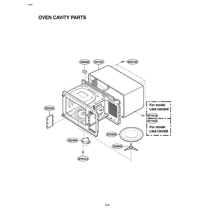 Section 5 Diagram and Parts List for LMA1560SB CBKELGA LG Microwave Oven Combo