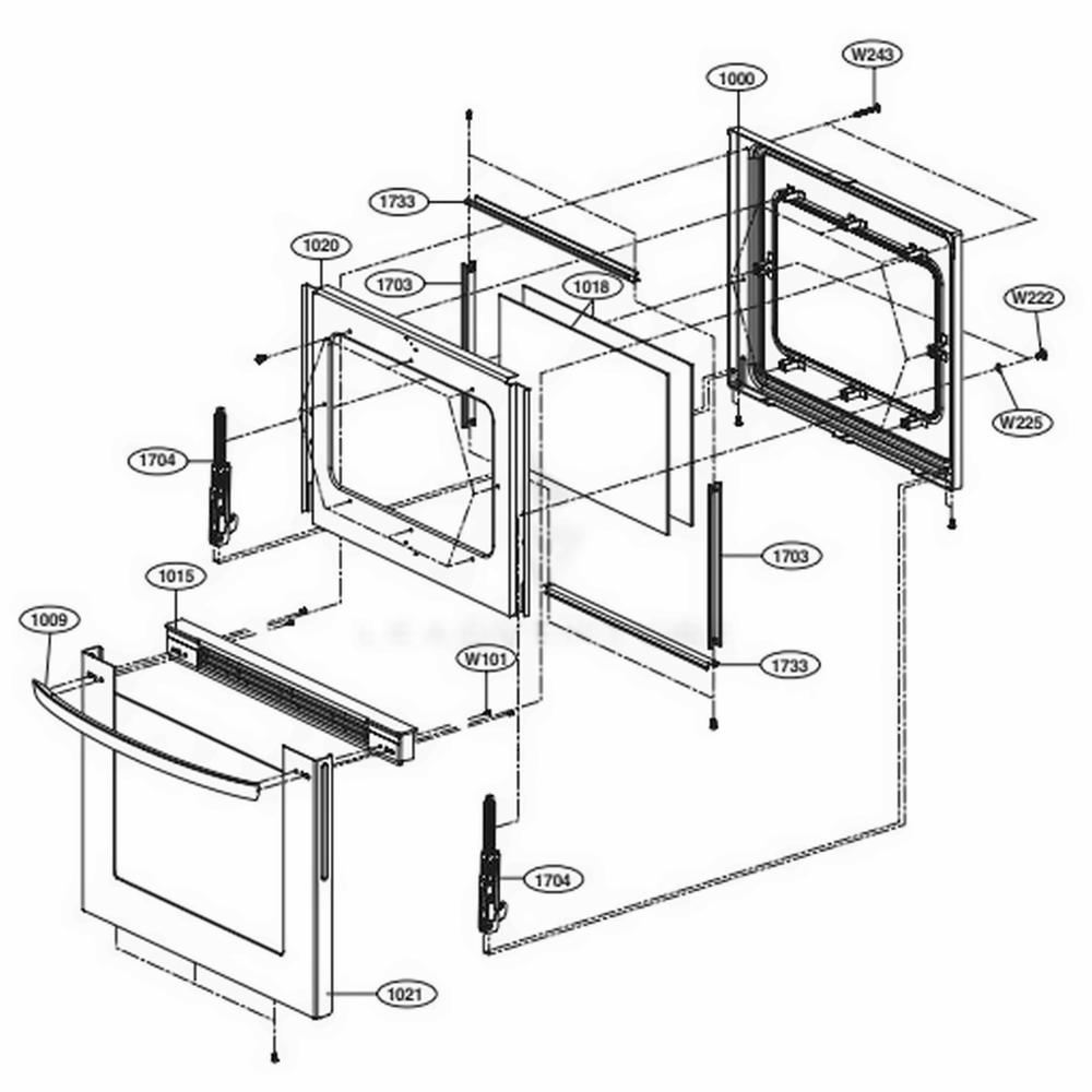Door Parts Diagram and Parts List for LRG3193BM FBMELGA LG Range