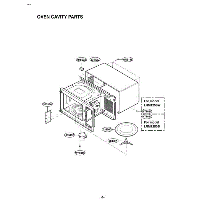 Section 1 Diagram and Parts List for LRM1250B CB1ELGA LG Microwave Oven Combo