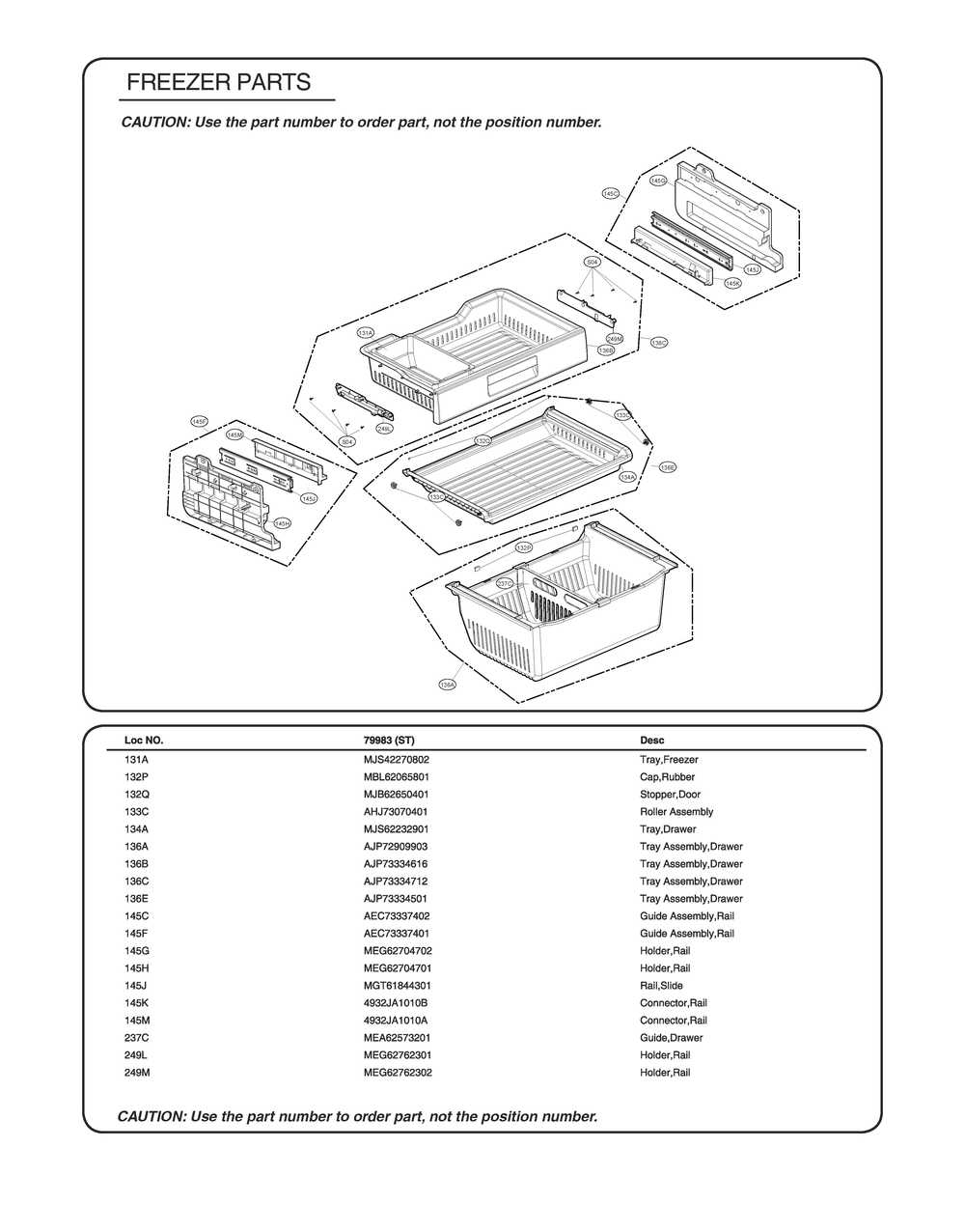 Freezer Parts Diagram and Parts List for GR-L318LSZM ASTCSE1 LG Refrigerator