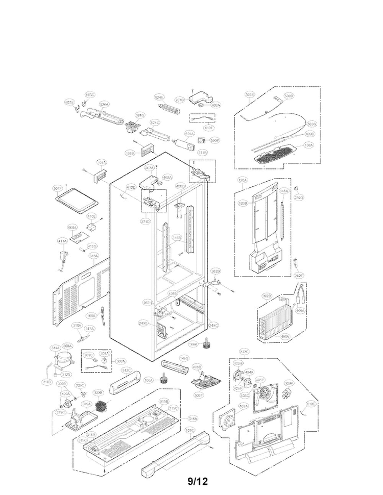 Case Parts Diagram and Parts List for LFX28968SW 00 LG Refrigerator