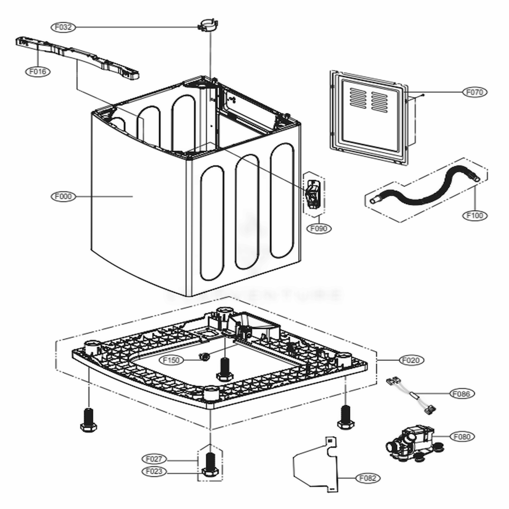 Outer Case Assembly Diagram and Parts List for WT1801HWA ABWEPUS LG Washer