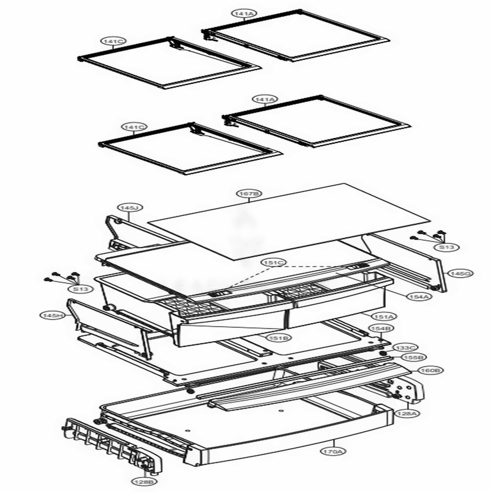 Refrigerator Parts Diagram and Parts List for LFNS22520S ASTCNA1 LG Refrigerator