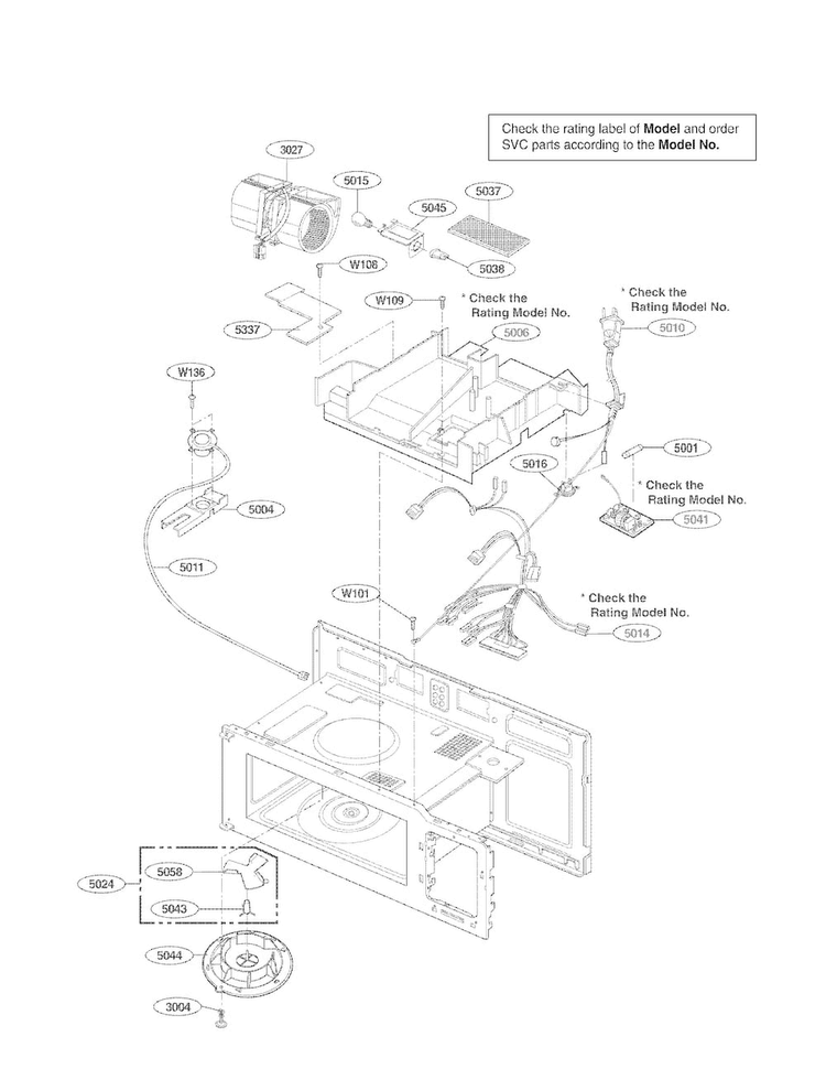 Interior Parts Ii Diagram and Parts List for MV1604ST01  LG Microwave