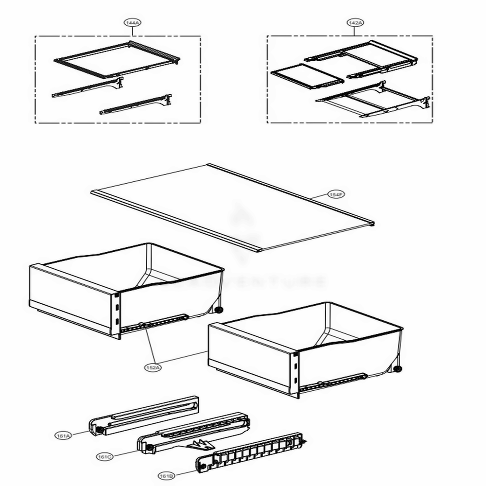 Drawers And Vegatable Room Part Diagram and Parts List for LNXS30996D ASBCNA0 LG Refrigerator