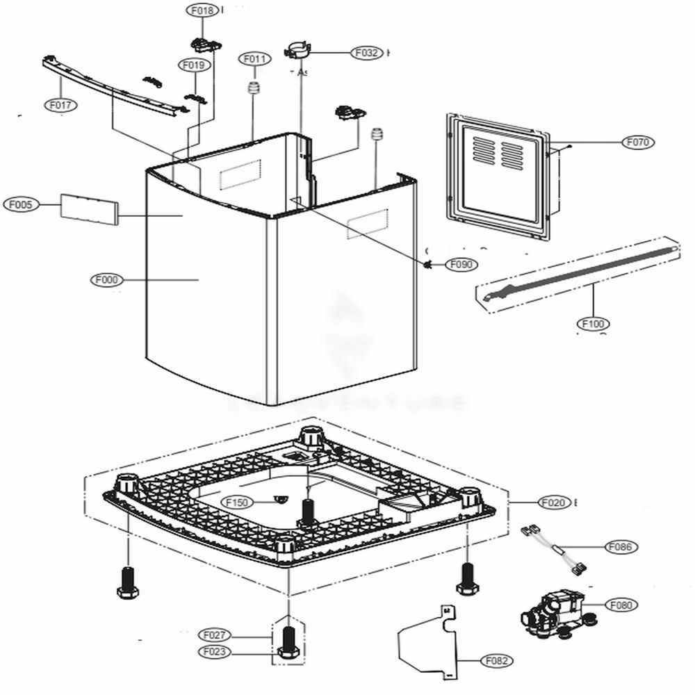 Case Assembly Diagram and Parts List for WT7700HWA ABWEEUS LG Washer