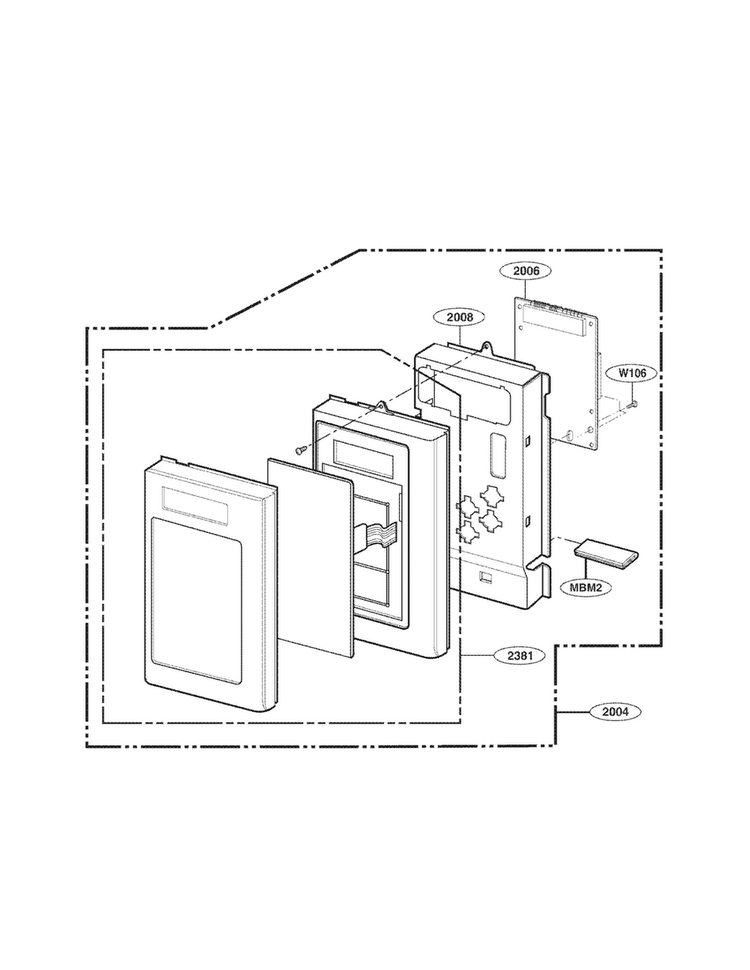 Controller Parts Diagram and Parts List for MV1604ST01  LG Microwave