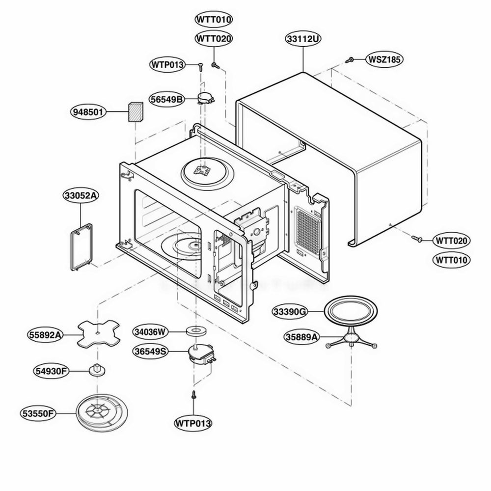 Oven Cavity Parts Diagram and Parts List for GLMB186CS AT2EGEF LG Wall Oven