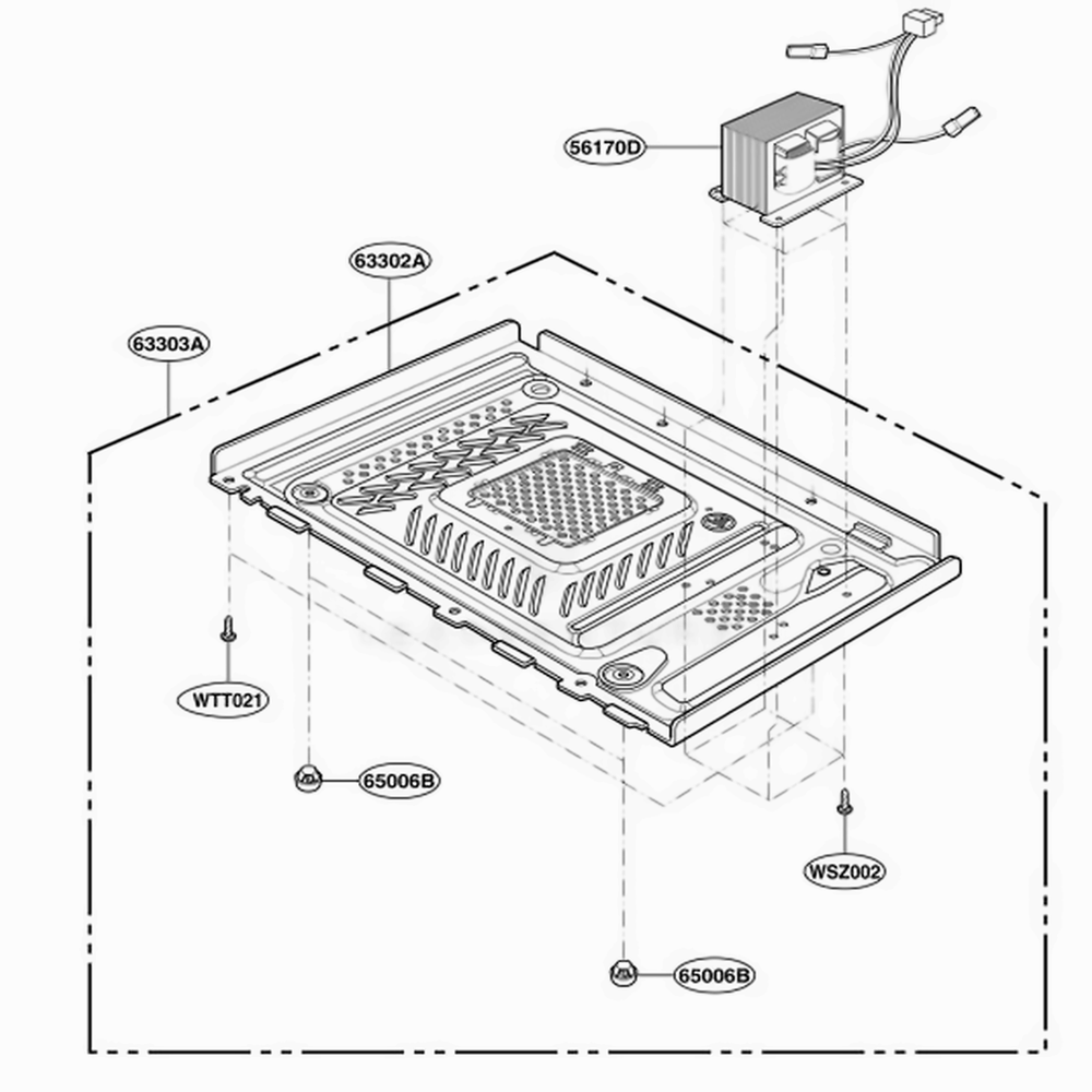 Base Plate Parts Diagram and Parts List for JES735BJ CBKEGEU LG Range