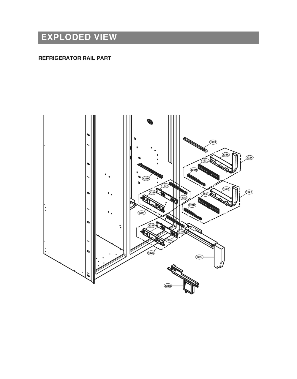 Refrigerator Rail Part 1 Diagram and Parts List for GR-L276DSBM ASTCNA0 LG Refrigerator