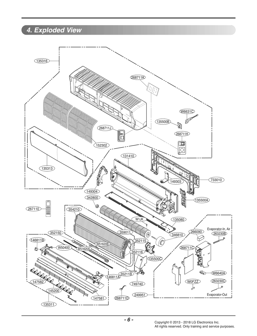 Diagram 1 Diagram and Parts List for AMNW09GDBL1 EWHBEUS LG Air Conditioner