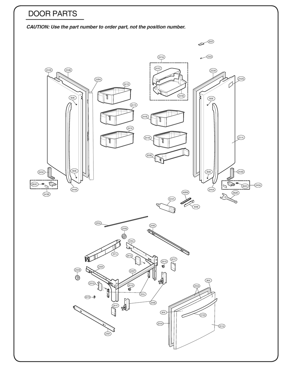 Door Parts Diagram and Parts List for GR-B318LQTM ANSCSE2 LG Refrigerator