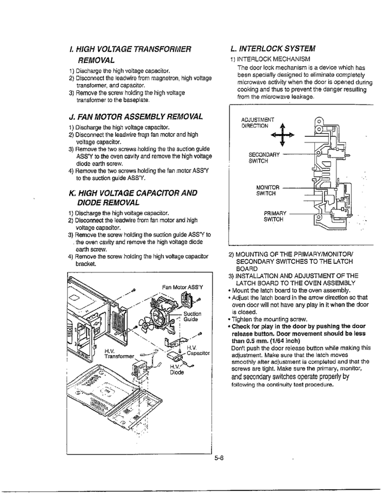 Service Information Page 6 Diagram and Parts List for MA-1905W  LG Microwave