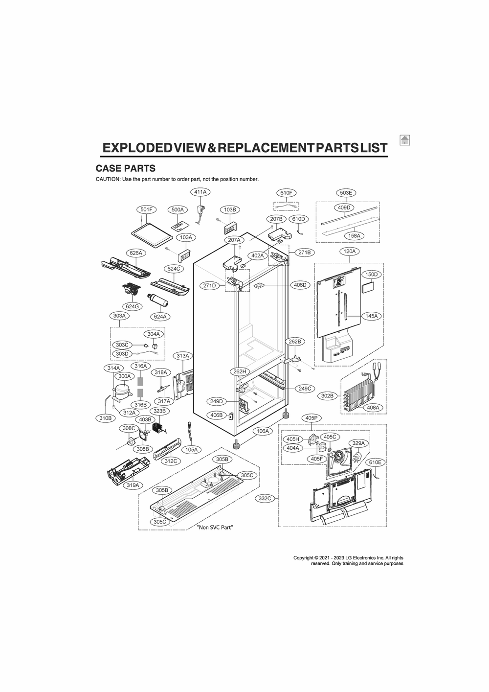 Case Parts Diagram and Parts List for GR-F298NKSH ASBCNA2 LG Refrigerator