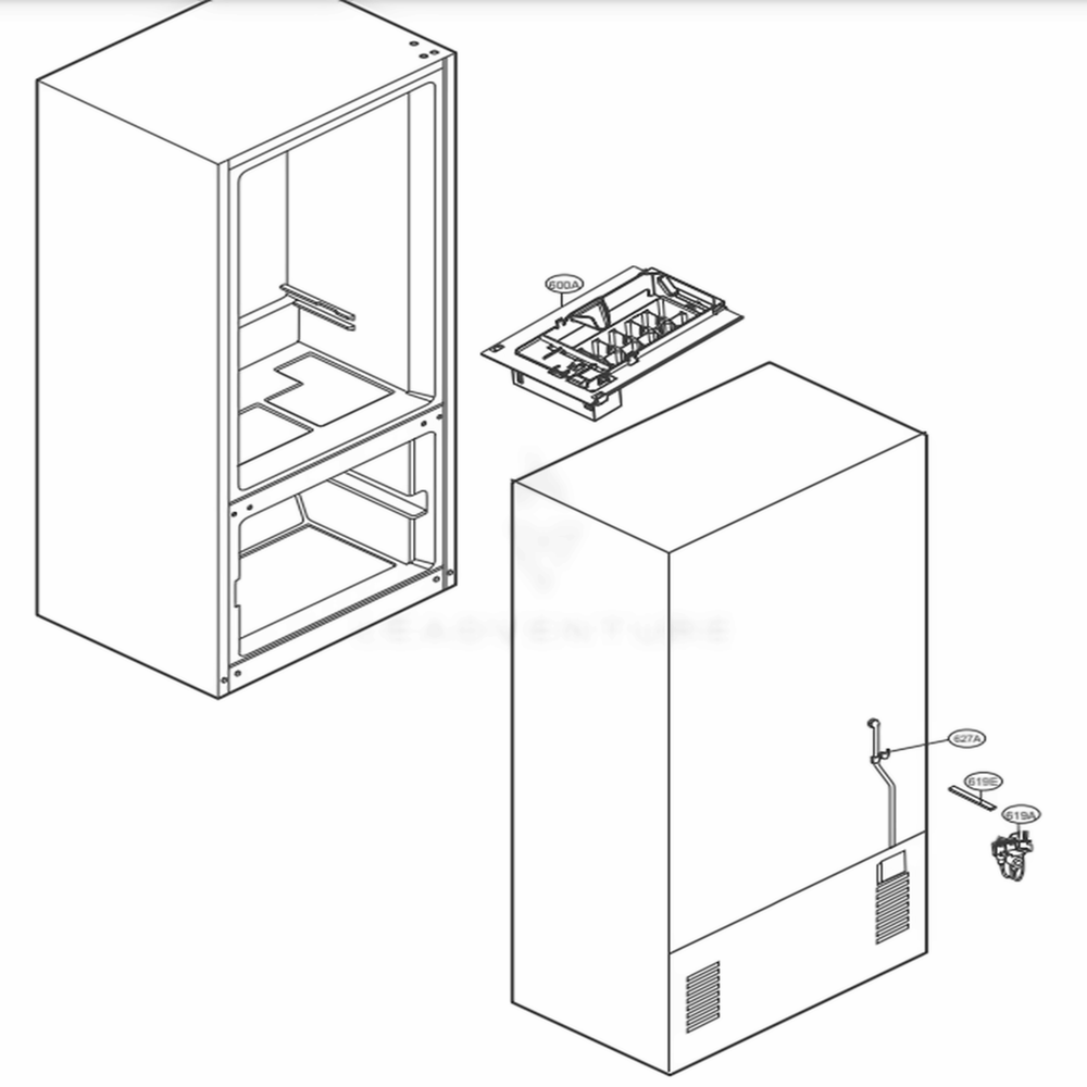 Icemaker Parts Diagram and Parts List for 79442 ASWCSE1 LG Refrigerator