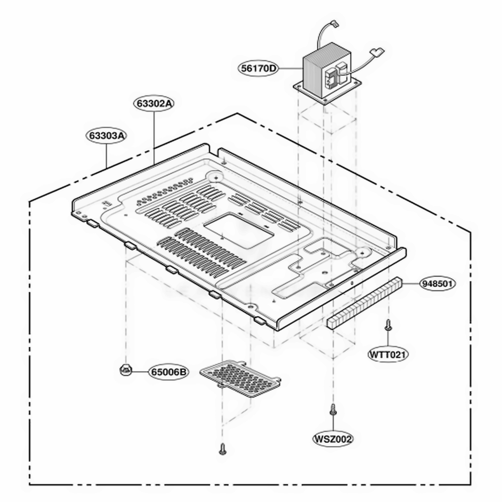 Base Plate Parts Diagram and Parts List for M130TCS HSLQCUR LG Range