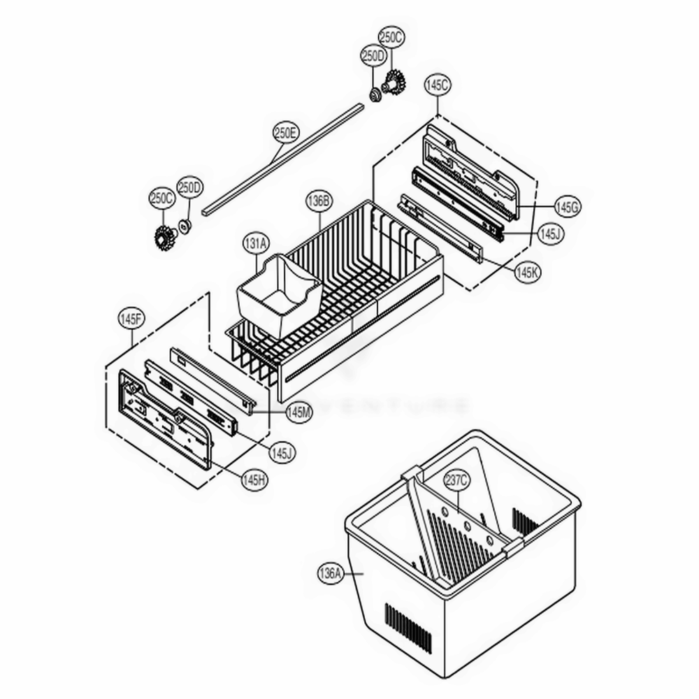 Freezer Parts Diagram and Parts List for 71083 AST6SER LG Refrigerator