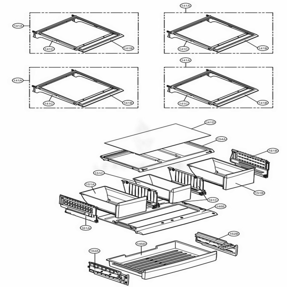 Refrigerator Parts Diagram and Parts List for LFX28978SW ASWCNA4 LG Refrigerator