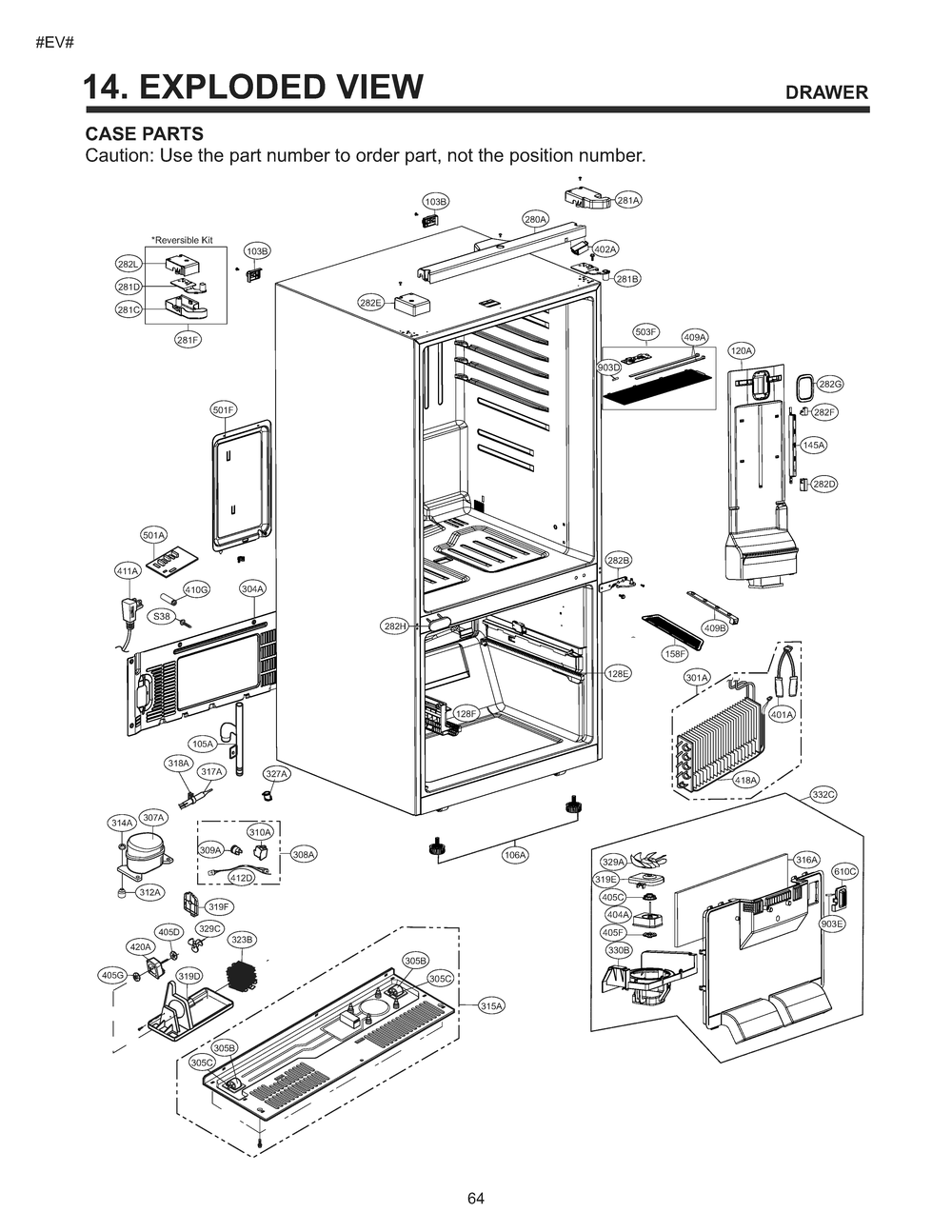 Case Parts Diagram and Parts List for GM-B248RSFM ASTCNA3 LG Refrigerator