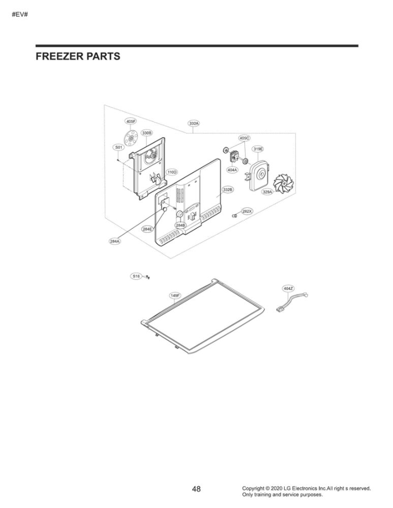 Freezer Parts Diagram and Parts List for DLGX4201B 00 LG Dryer