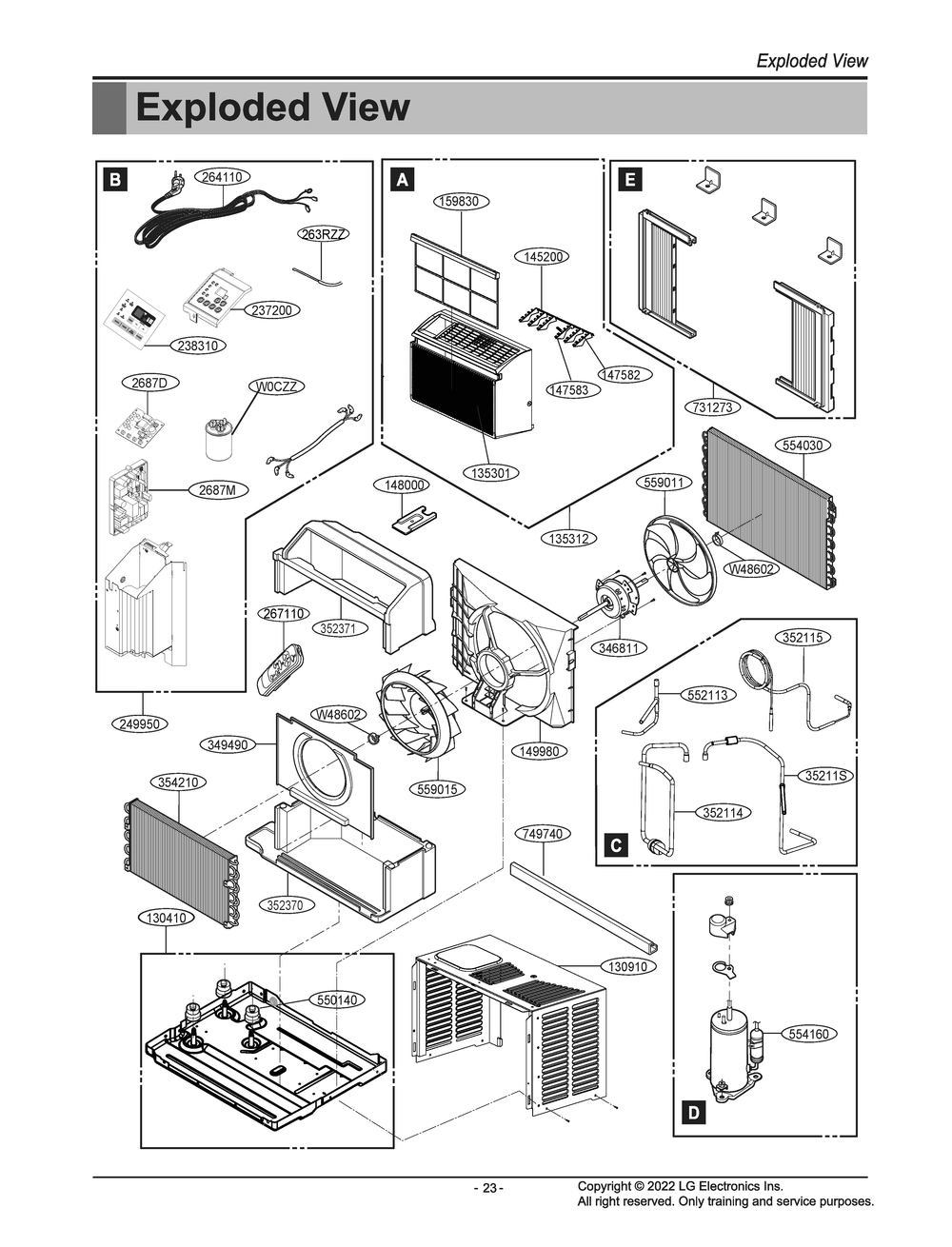 Diagram 1 Diagram and Parts List for LW6022R AT1AHDP LG Air Conditioner