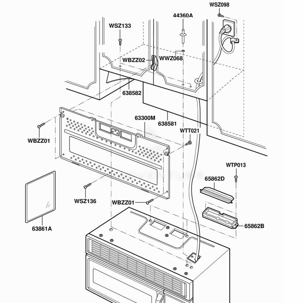 Installation Parts Diagram and Parts List for DOTRC11B BKEDOM LG Wall Oven