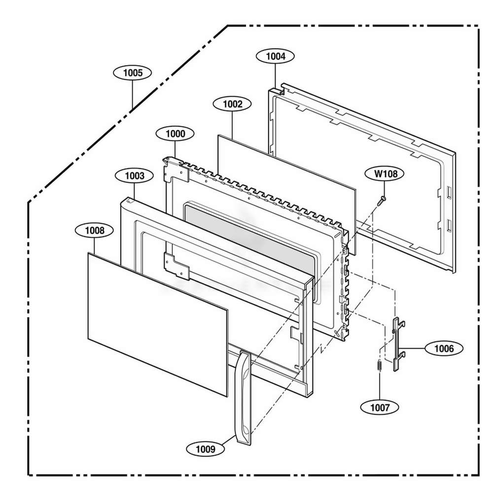 Door Parts Diagram and Parts List for MH6150XMB AB2EWRP LG Range