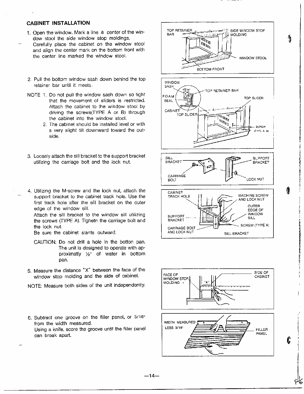 Cabinet Installation Diagram and Parts List for GA-1834FC  LG Air Conditioner